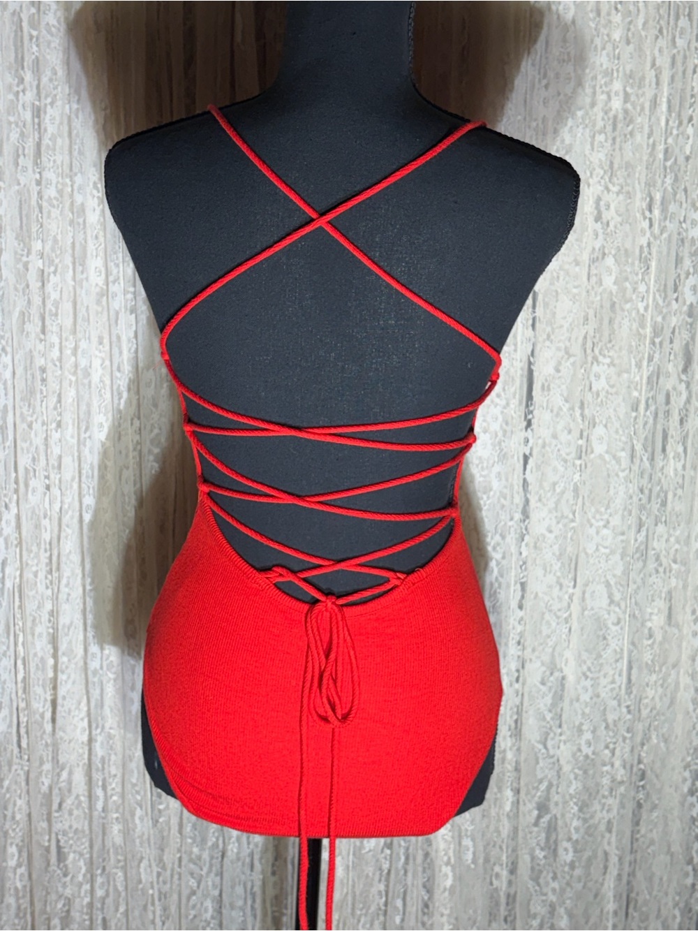 superdown Red Ribbed Tank Bodysuit - Picture 3 of 3